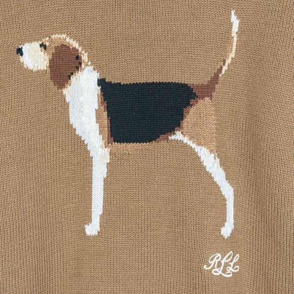 Lauren Ralph Lauren Instarsia-Knit Beagle Cotton Jumper Sweater brown M - Picture 8 of 10